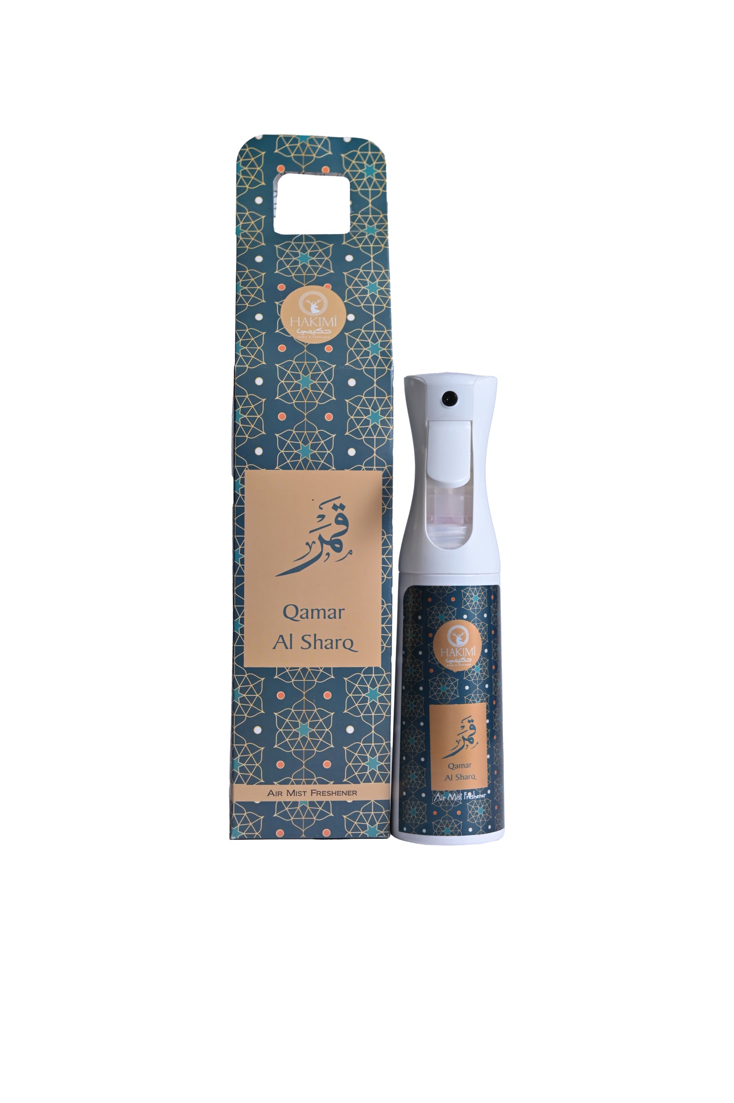 Qamar Al Sharq spray bottle and packaging on a white background